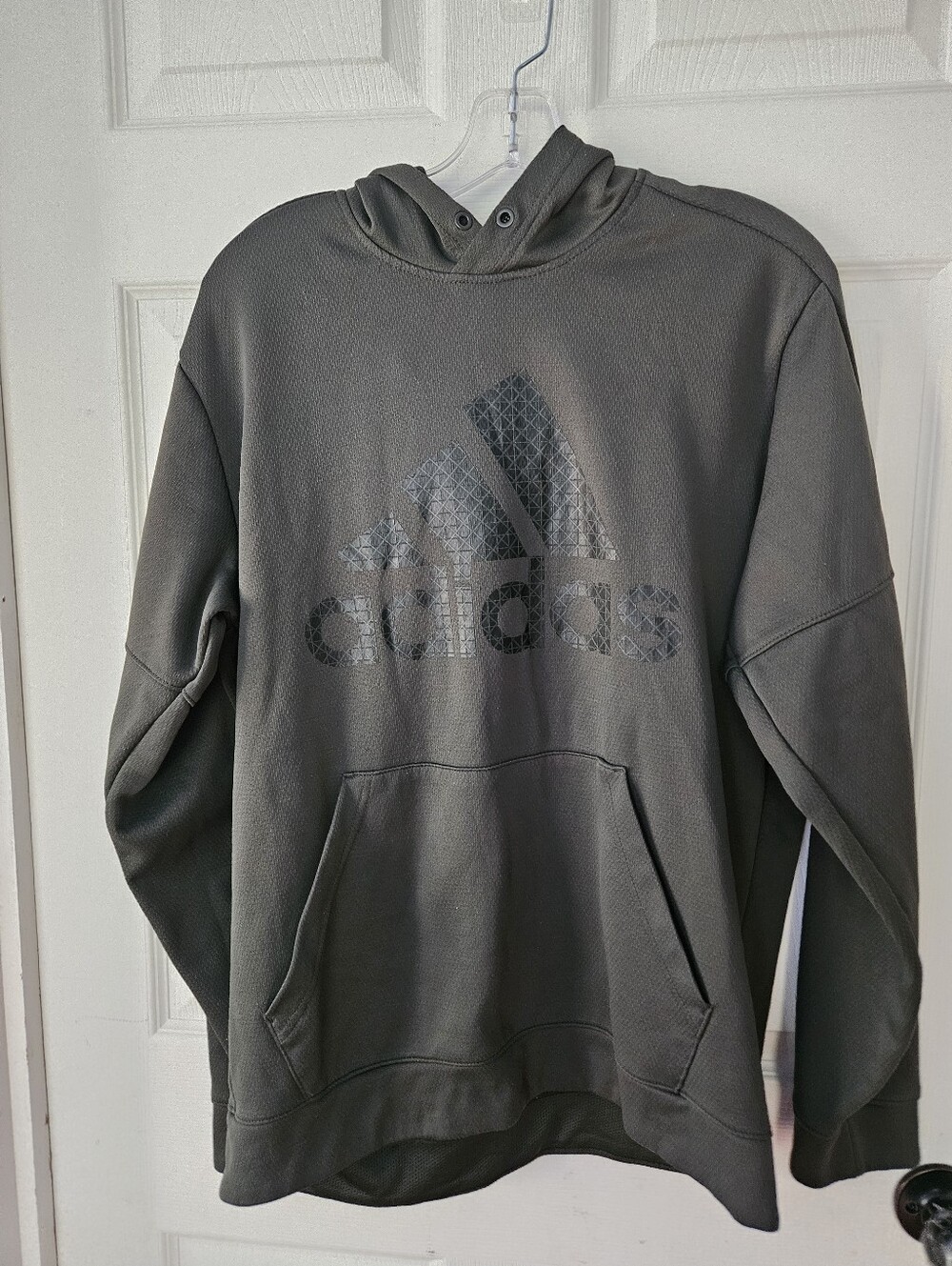 adidas Men’s Olive Green Pullover Hoodie with Logo